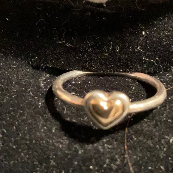 Pandora two tone ring, 14k gold heart in silver - Picture 2 of 5
